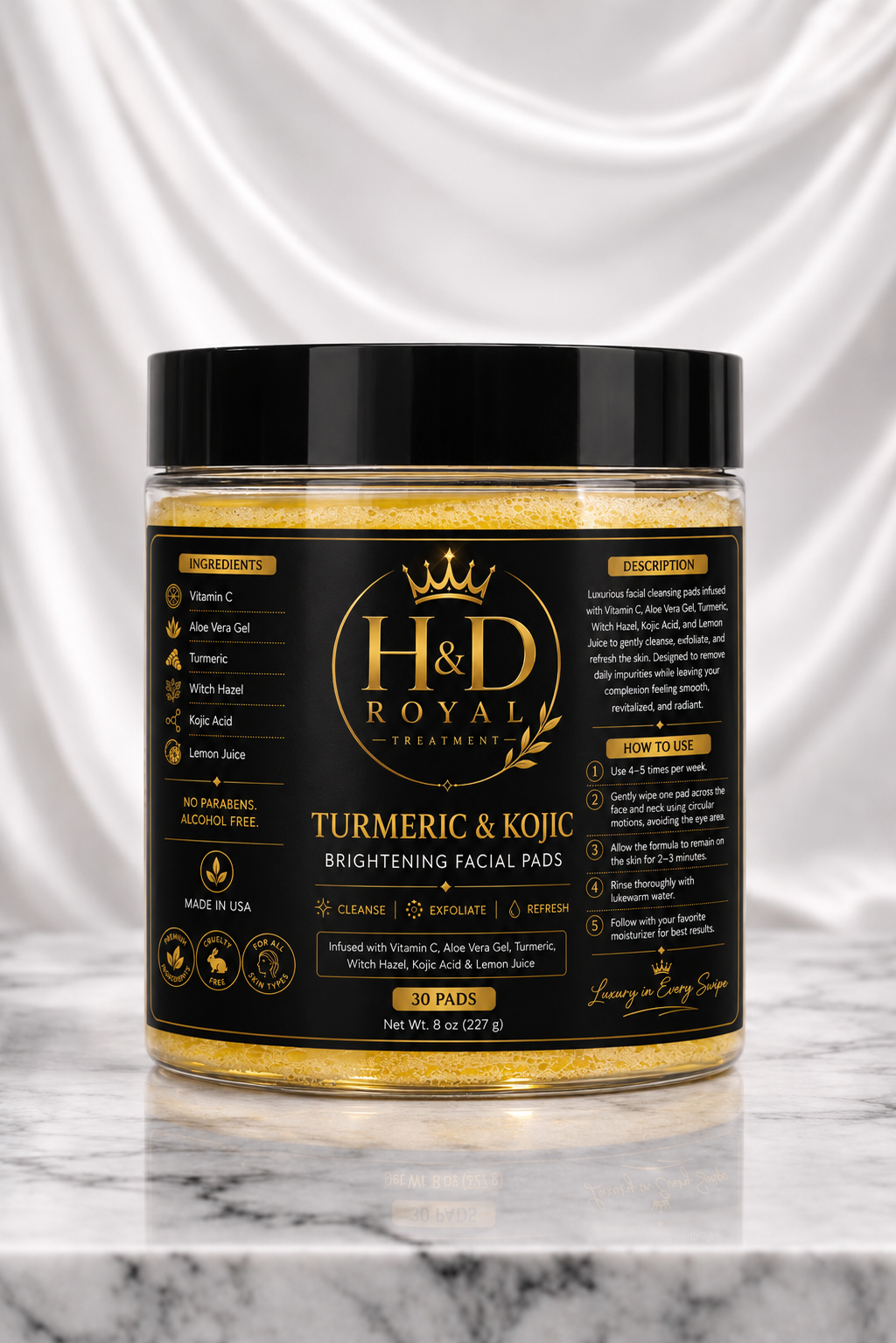 Tumeric & Koljic Exfoliating Cleansing Facial Pads