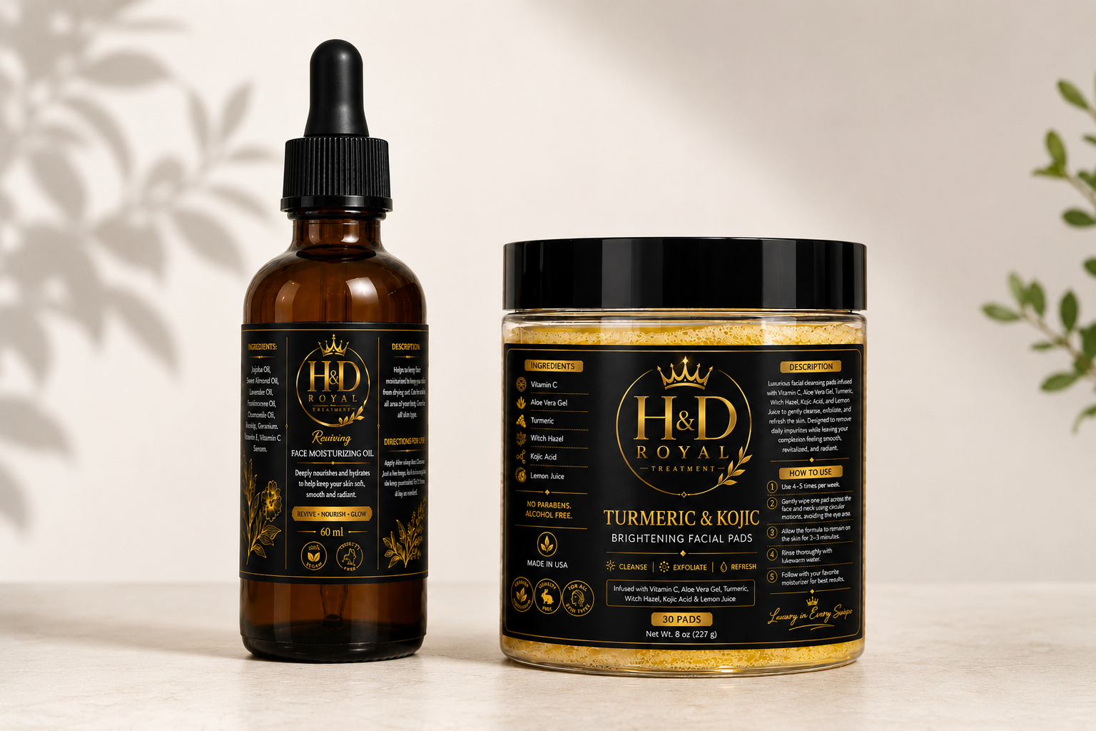 Tumeric koljic Pads and Face Moisturizer Oil Combo (Say bye to dark spots, and Hi to your Glow)